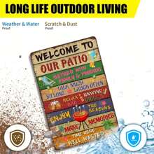 1pc Vintage Welcome To Our Patio Metal Tin Sign 8''x12''/20*30cm Wall Decor For Home Restaurant Cafe And Garage - Multicolor - View 3