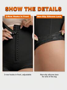 Postpartum Tummy Control Open Bust Butt Lifter Shapewear Romper - Black - View 8