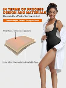 Postpartum Tummy Control Open Bust Butt Lifter Shapewear Romper - Black - View 6