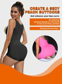 Postpartum Tummy Control Open Bust Butt Lifter Shapewear Romper - Black - View 5