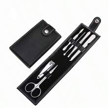 6pcs Black Manicure Set With Folding Pouch - Black - View 1