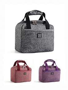 Lonchera Termica,Loncheras,Loncheras Termicas,Escolares,Bolsa Termica,Escolar Lunch,Aislamiento TéRmico, Adecuado Para Estudiantes, Oficinistas, Burdeos, Gris, Morado - Gris - Ver 7