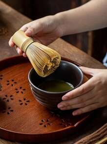 Japanese Ceremony Bamboo Matcha Whisk For Mixing Powdered Tea, Coffee And Green Tea With Stand - Wood Color - View 1