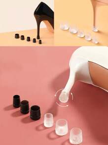 2pcs White Anti-Slip High Heel Protectors, Noise Reduction Cushions, Round Spare Heel Tips Kit For Thick/Thin Stiletto Heels, Back To School Supplies, Boots Accessories For Shoes For Women, For Outdoor, Sport, Travel, Household, Office, School - White - View 1