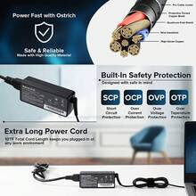 Llano 英国插头笔记本电脑充电器 65W 快速充电 20V-3.25A E560 T460s X240 E475 E550 X260 E470 电源适配器兼容笔记本电脑 - 黑色 - 查看 3