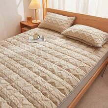 3 件套簇絨羊毛床笠套裝 - 蓬鬆床墊罩,帶深袋超柔軟溫暖毛絨被子床墊保護罩,彈力可達 20 英寸 - 駝色 - 查看 2