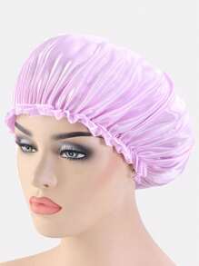 1頂女士緞面花邊睡眠帽,護髮帽,適用於日常使用 - 淡紫色 - 查看 4