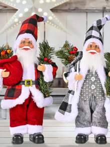 1pc Standing Santa Claus Doll With Backpack, Christmas Table Decor - Multicolor - View 5