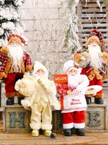 1pc Standing Santa Claus Doll With Backpack, Christmas Table Decor - Multicolor - View 2