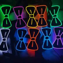 Fashionable Led Light Up Bow Tie For Party - Blue - View 3