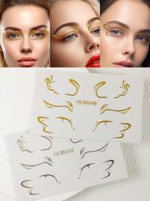 2 pcs Gold/Silver Eyeliner Stickers 3D Jelly Face Stickers For Makeup - Multicolor - View 1