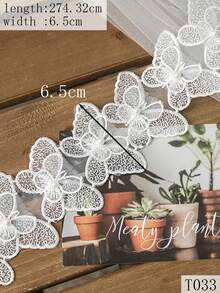 Thủ công Hoa Cánh hoa Hạt & Đồ trang trí Rhinestone Thêu Hai lớp Loại bướm Trang trí ren DIY Váy dự tiệc , Trẻ em Quần áo Váy : - trắng - Xem 2