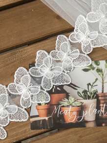 Thủ công Hoa Cánh hoa Hạt & Đồ trang trí Rhinestone Thêu Hai lớp Loại bướm Trang trí ren DIY Váy dự tiệc , Trẻ em Quần áo Váy : - trắng - Xem 1