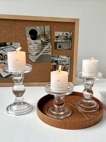 1只羅馬柱玻璃燭台,復古裝飾燭光晚餐用品,適用於攝影拍攝