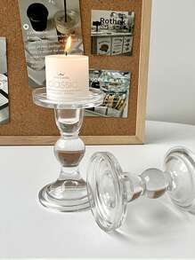 1只羅馬柱玻璃燭台,復古裝飾燭光晚餐用品,適用於攝影拍攝