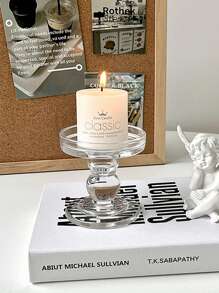 1只羅馬柱玻璃燭台,復古裝飾燭光晚餐用品,適用於攝影拍攝