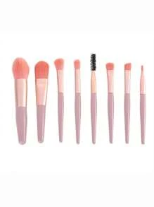 新款Macron粉色8件套化妆刷套装，便携式眼影刷、腮红刷、粉底刷、散粉刷、修容遮瑕刷，美妆工具，化妆刷套装，化妆刷套装，化妆刷套装，全套化妆刷，化妆刷套装，全套化妆工具，化妆刷套装，化妆刷套装，化妆礼盒套装 - 粉色 - 查看 2