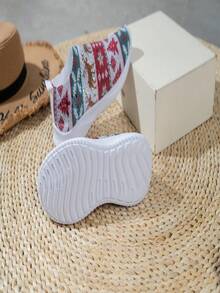 女款聖誕針織水鑽帶輕便運動鞋 2023 新款,水鑽裝飾帶,透氣舒適,休閒鞋,適合所有季節,帶有聖誕圖案 - 彩色 - 查看 6