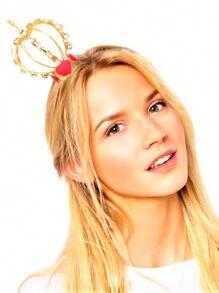 女王的心皇冠帽髮箍紅色的女王服飾女王的心配件可匹配帶萬聖節裝 - 香檳色 - 查看 2