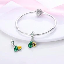 1 Pc Fruit Snacks Collection Grape Watermelon Avocado Cake Chocolate Milk Red Color Enamel Cubic Zirconia Silver Color Charm Fit Original Bracelet Necklace Bangle Beads For DIY Jewelry Making Women Gift - one-size - View 8