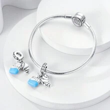 1 Pc Fruit Snacks Collection Grape Watermelon Avocado Cake Chocolate Milk Red Color Enamel Cubic Zirconia Silver Color Charm Fit Original Bracelet Necklace Bangle Beads For DIY Jewelry Making Women Gift - one-size - View 9