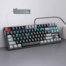 MageGee 1pc 75% Mechanical Gaming Keyboard with Red Switch, LED Blue Backlit Keyboard, 87 Keys Compact TKL Wired Computer Keyboard for Windows Laptop PC Gamer - Grey Black - Gray black (Red Switch) - View 4