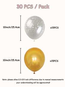 30入組透明乳膠氣球,星星印花派對氣球,適用於生日婚禮畢業聚會場合裝飾 - 黃色 - 查看 2