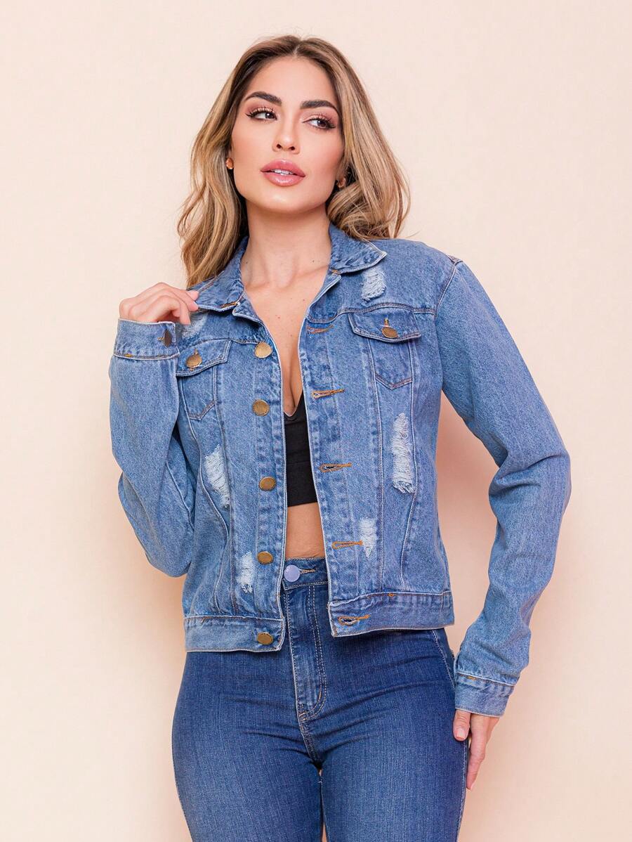 Women Denim Jackets & Coats - Rửa trung bình - Xem 1