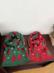 Fengshang Jewlery Co.,Ltd 1 Pieza Bufanda Roja Con Patrón De Árbol De Navidad - Rojo - Ver 3