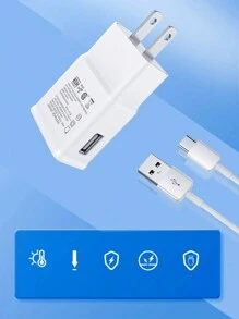 Usb Compatible With Samsung American Standard Charger + Samsung Data Cable - White - View 1