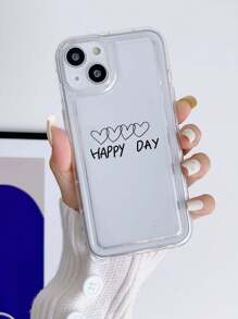 1pc English Heart Design Transparent Airbag Phone Case Compatible With Apple Iphones - Multicolor - View 1