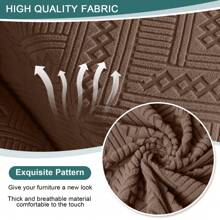 Stretch Recliner Sofa Covers, Reclining Couch Covers With Pockets, Jacquard Reclining Sofa Covers Soft Washable Furniture Protector With Elastic Bottom - Rust Brown - View 6
