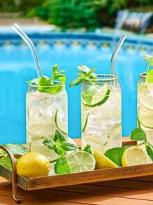 KEMORELA 1pc/4pcs 390ml/460ml Transparent Glass Cup With Straw, DIY Cup - Beige - View 5