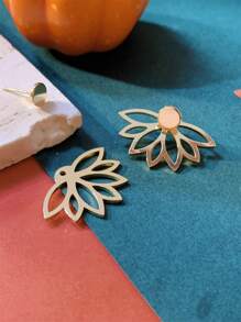 CHOSHILAR 1 par Pendientes estilo minimalista floral pétalo eso puede ser dos maneras - Amarillo Oro - Ver 7