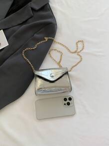 Mini Pebbled Small Bag, Simple Shoulder/Crossbody Square Bag - Silver - View 3