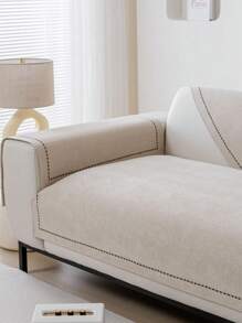 1 pièce En Chenille Coussin De Canapé Pur Couleur Canapé Couverture , Moderne Simple Style , Adapté Pour Salon Toutes Les Saisons , Lavable