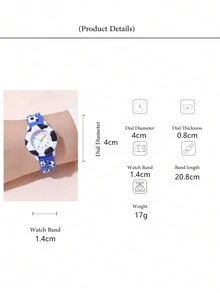 足球图案硅胶表带男童运动卡通手表 - 藍色 - 查看 4