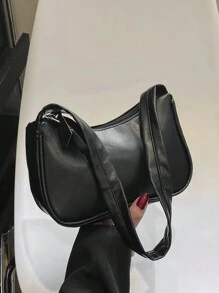 Màu thuần Túi đeo vai , Của phụ nữ Hợp thời Dây kéo Cái túi , Đơn giản Da giả Cái túi Có thể mang đi Đen Ví Ngày lễ Đối với phụ nữ Hợp thời - màu đen - Xem 3
