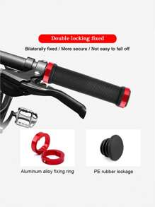 1 對橡膠自行車車把防滑山地自行車車把套帶鋁合金防滑車把把套 - 藍色 - 查看 3