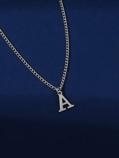 1pc Minimalist style men's stainless steel letter pendant necklace suitable for travel photos to wear