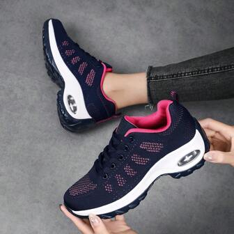 新款潮流运动休闲时尚健身舞鞋，舒适一脚蹬系带透气厚底气垫增高鞋，适合大码女士