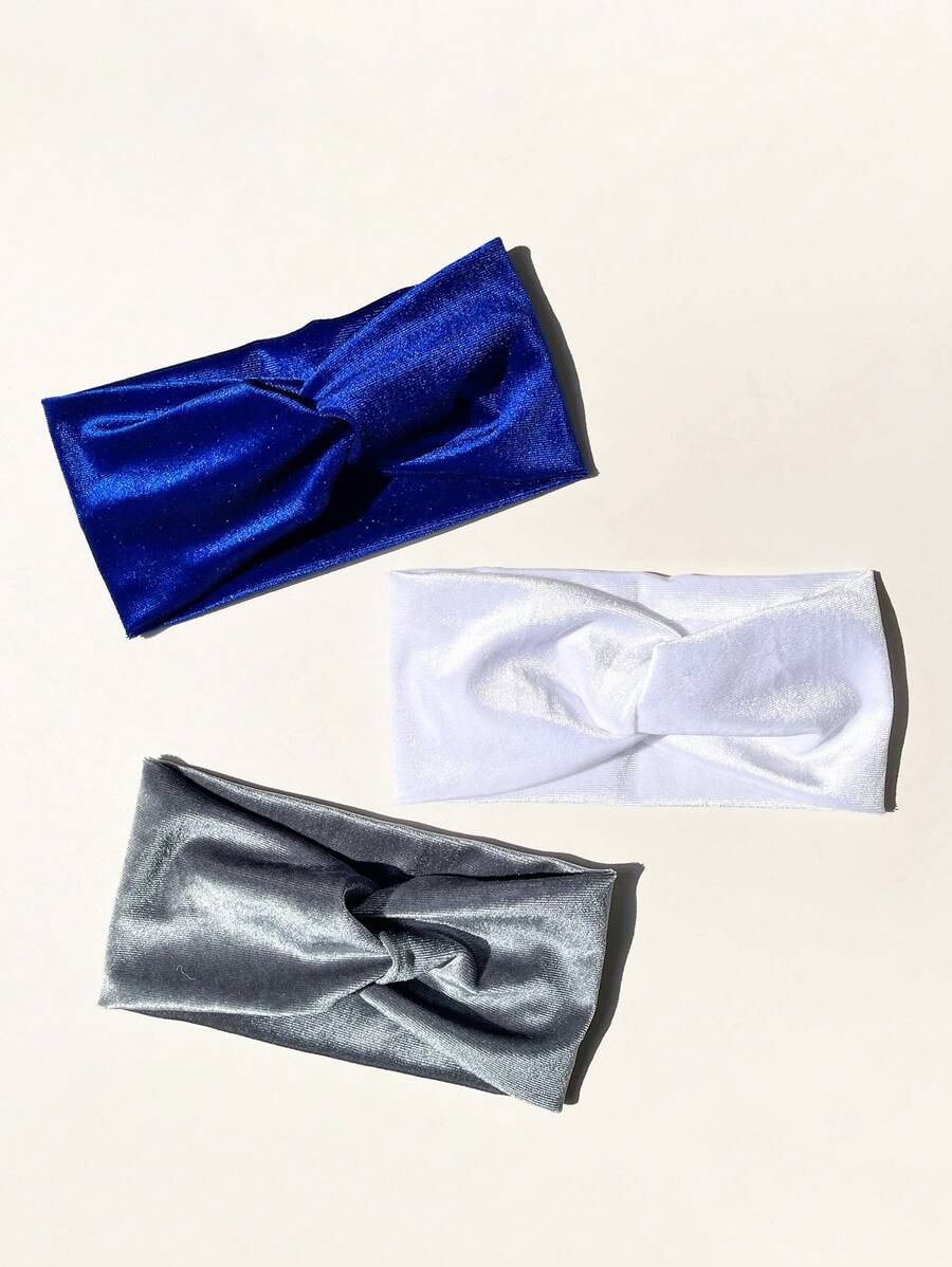 3入組/套女士素色絲絨時尚髮帶,適用於日常瑜伽鍛煉 - 彩色 - 查看 1