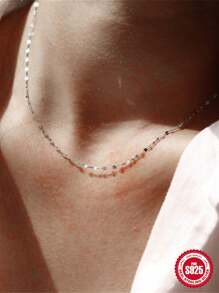 1条925银项链，45厘米/40厘米，时尚简约，金银双色，适合女性婚礼、订婚派对等场合，精美珠宝礼品。