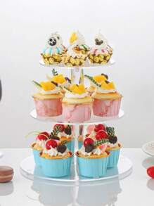 Acrylic Round Cake Display Stand, Multi-Tier Dessert Food Rack For Wedding Birthday Party Cupcake Exhibition - Clear - View 1