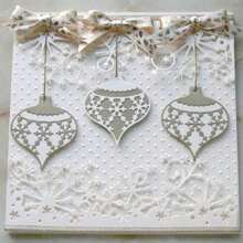 1pc Christmas Design Die-cut Lace Ball Pattern Greeting Card Background For Diy Crafts - Silver - View 2
