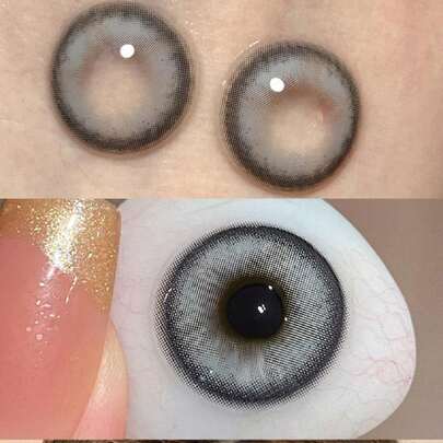 1副黑色蘑菇云隐形眼镜，年抛型，14.2毫米，适合万圣节角色扮演