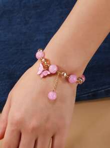 蝴蝶墜飾珠子裝飾手環 - 彩色 - 查看 7