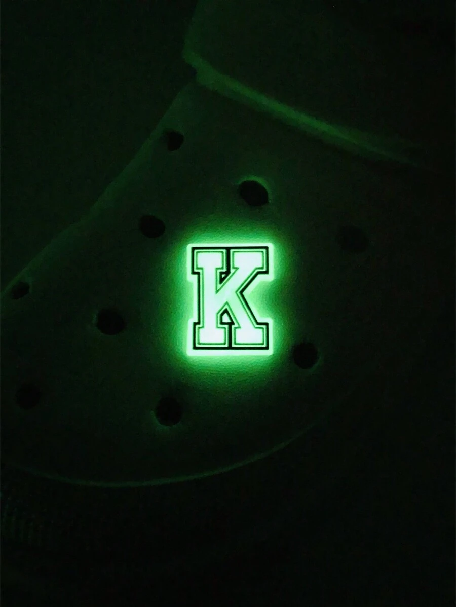 1pc Fashionable Fluorescent Letter Pvc Shoe Decoration