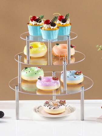 3pcs/set Transparent Acrylic Tower-shaped Cake Stand, Multilayer Display Rack Suitable For Birthday, Wedding, Dessert, Party, Snack
