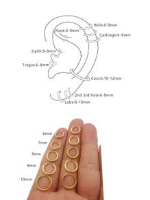 5 Đôi Bông Tai Vòng Nhỏ Cho Nữ: Bông Tai Vòng Huggie Mạ Vàng 18K Cho Sụn Helix Tragus, Bông Tai Hoop Nhỏ Bé - Vàng - Xem 8